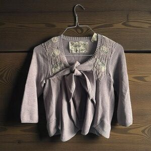 Anthropologie Field Flower Light Purple Embroidered Cardigan, New with Tags